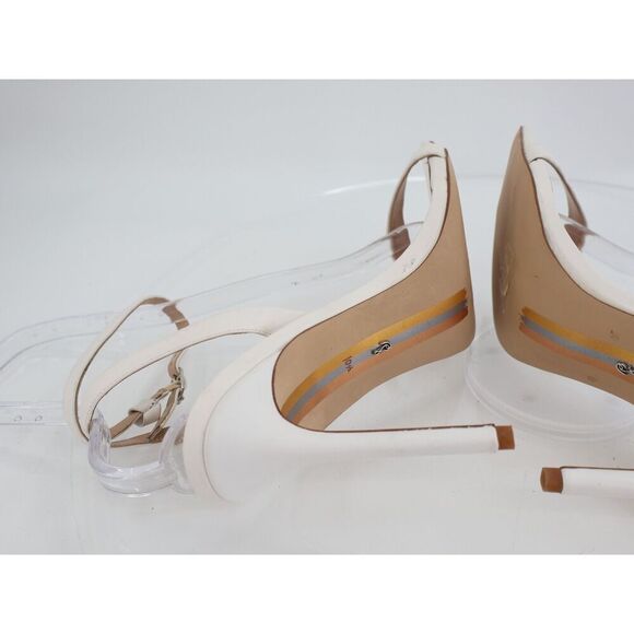 Sam Edelman Orchid Sandals Size 10.5 White Leather Stiletto Ankle Strap Bridal - Picture 8 of 13